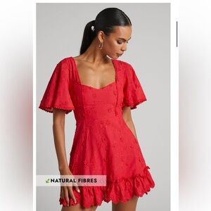 Fancy A Spritz Dress - Square Neck Mini Dress in Red